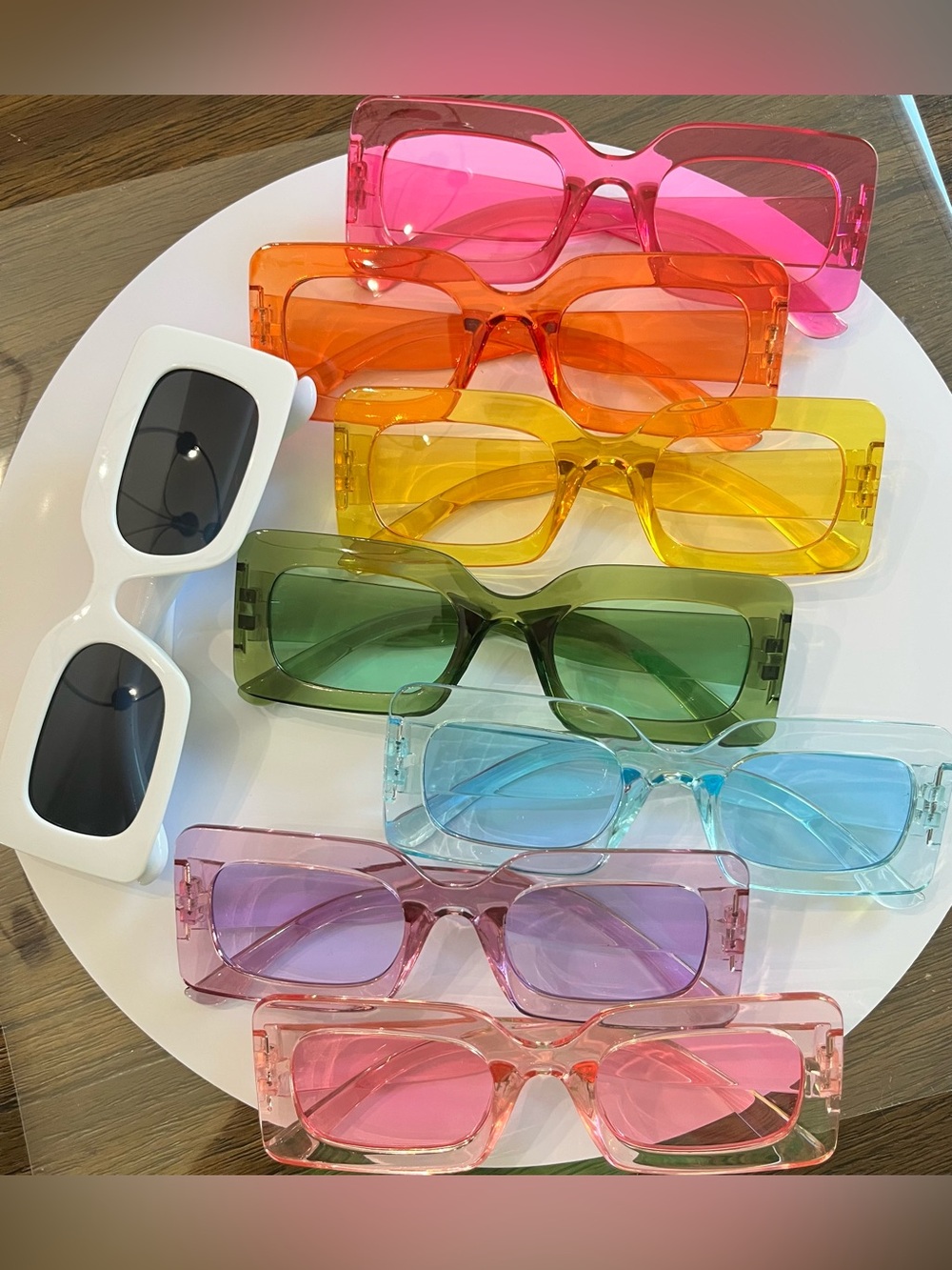 Colorful Rectangular Sunglasses - Multicolor Pack of 8
